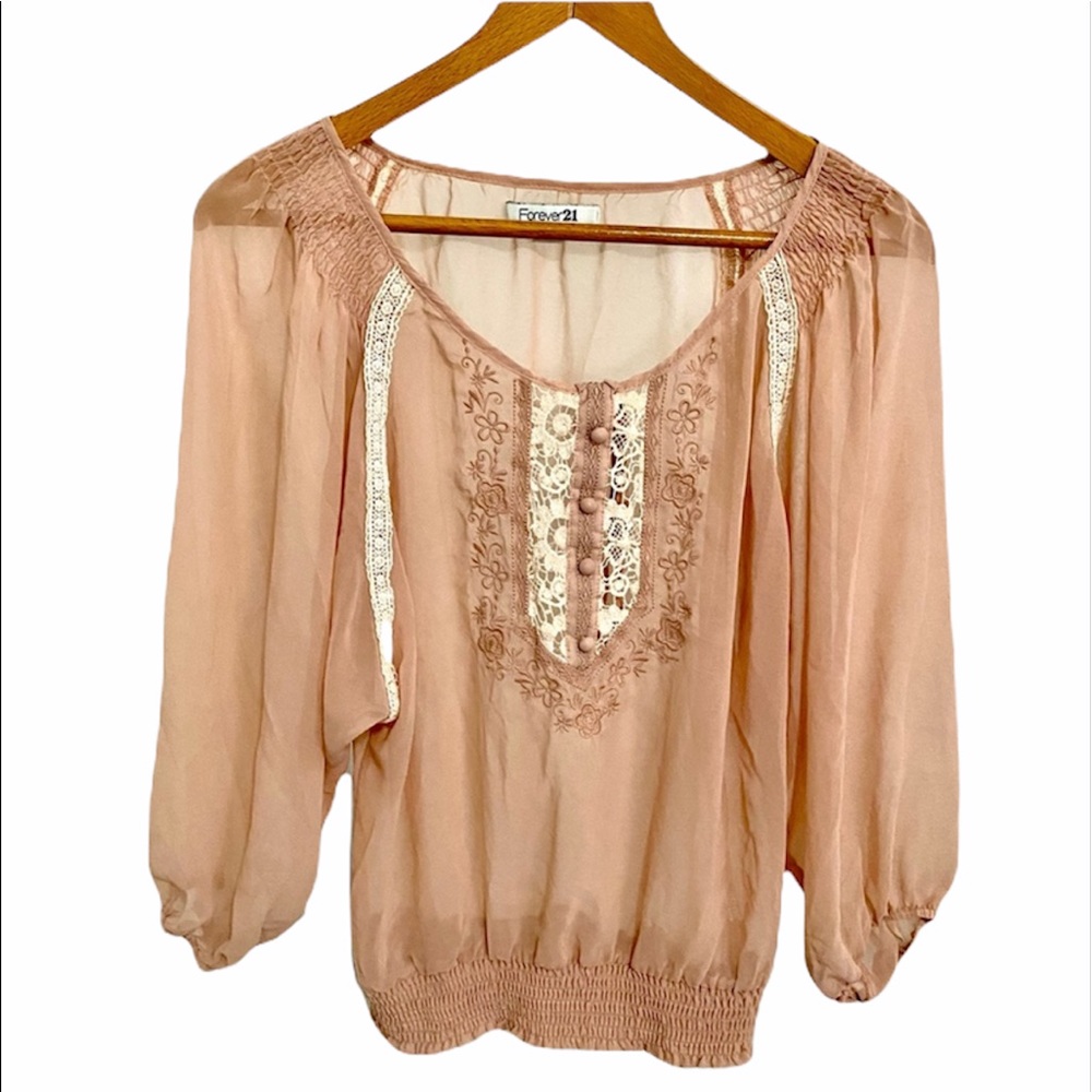 Chiffon balloon sleeve top